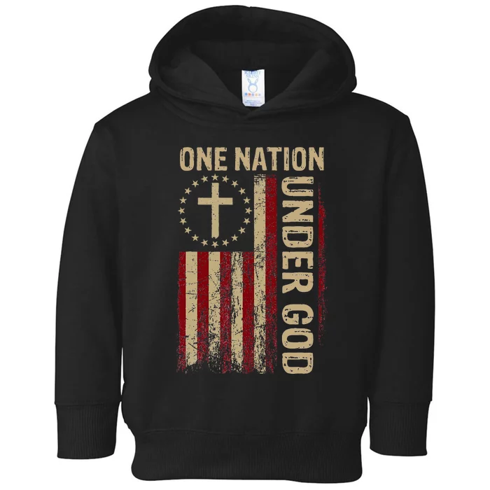 One Nation Under God Flag 4th Of July Patriotic Christian Toddler Hoodie