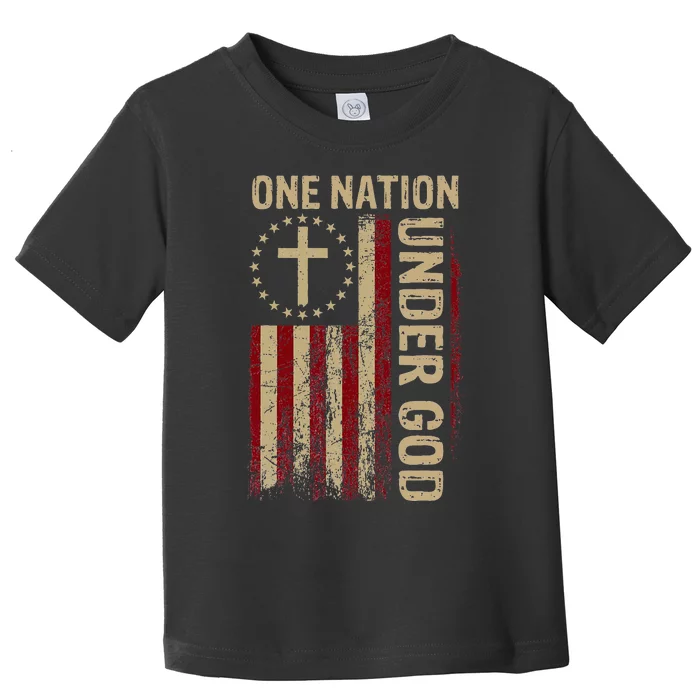 One Nation Under God Flag 4th Of July Patriotic Christian Toddler T-Shirt