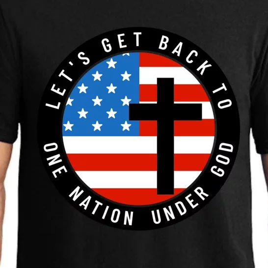 One Nation Under God Quote American Flag With Cross Funny Gift Pajama Set