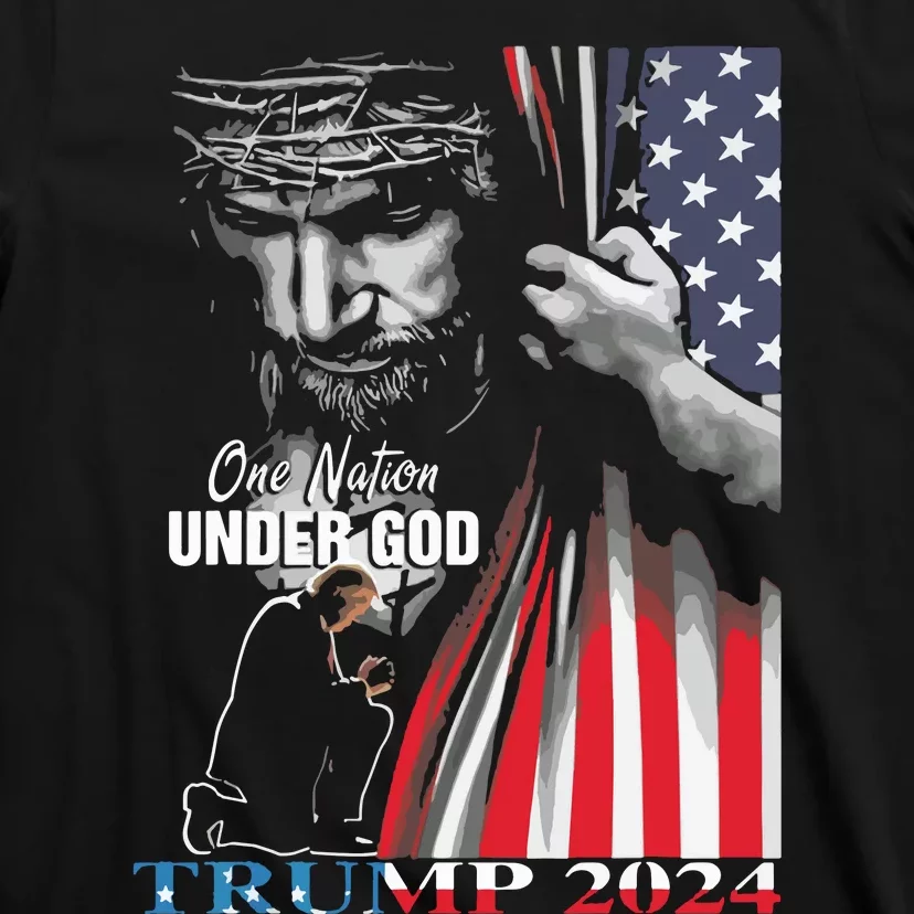 One Nation Under God Trump 2024 God American Flag T-Shirt