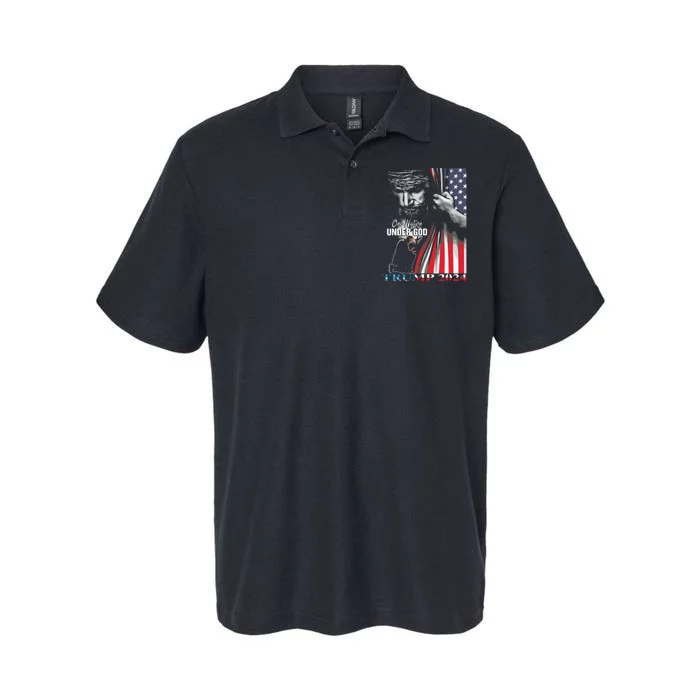 One Nation Under God Trump 2024 God American Flag Softstyle Adult Sport Polo