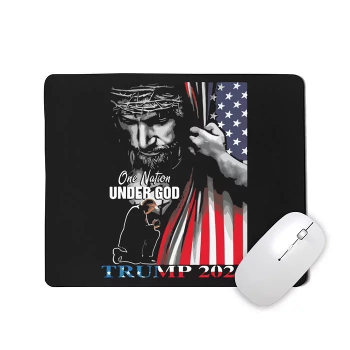 One Nation Under God Trump 2024 God American Flag Mousepad