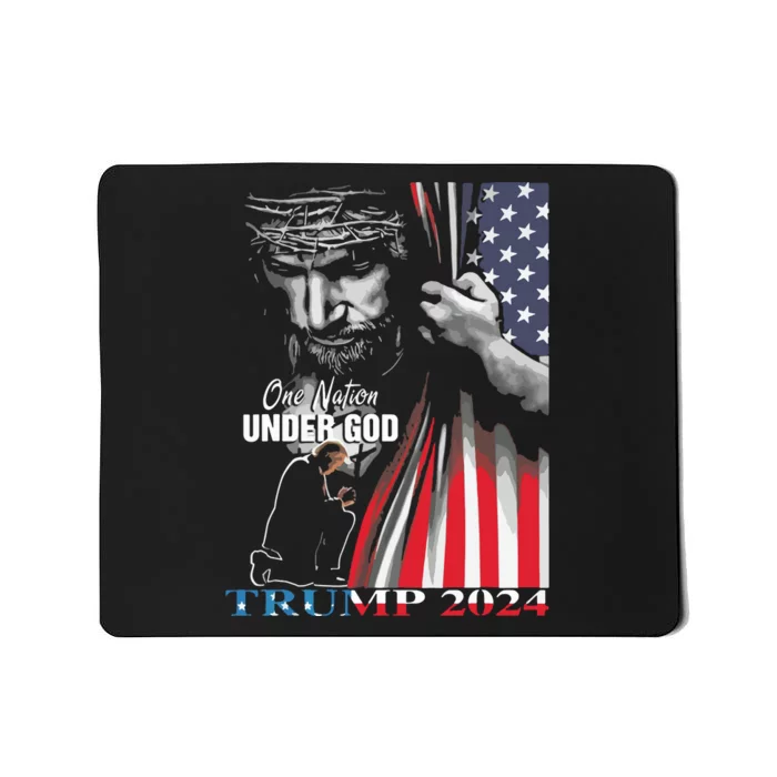 One Nation Under God Trump 2024 God American Flag Mousepad