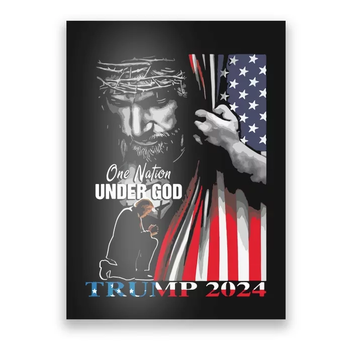 One Nation Under God Trump 2024 God American Flag Poster