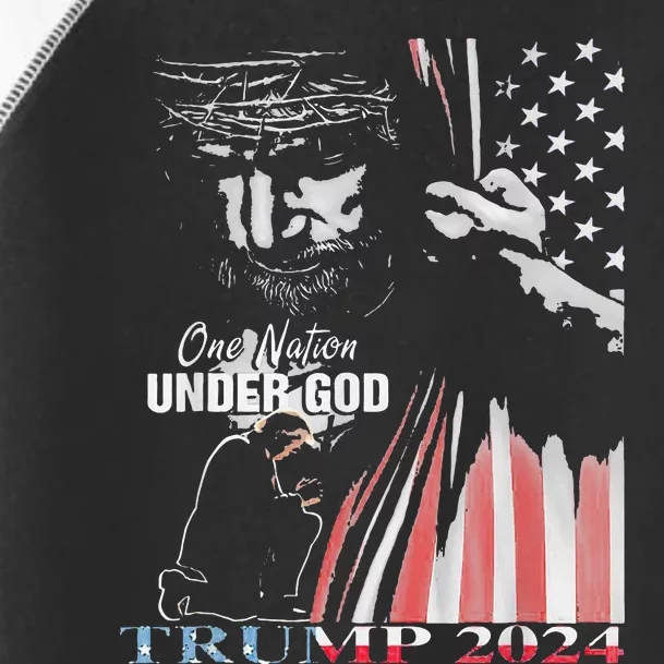 One Nation Under God Trump 2024 God American Flag Toddler Fine Jersey T-Shirt