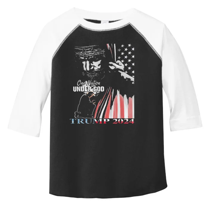 One Nation Under God Trump 2024 God American Flag Toddler Fine Jersey T-Shirt