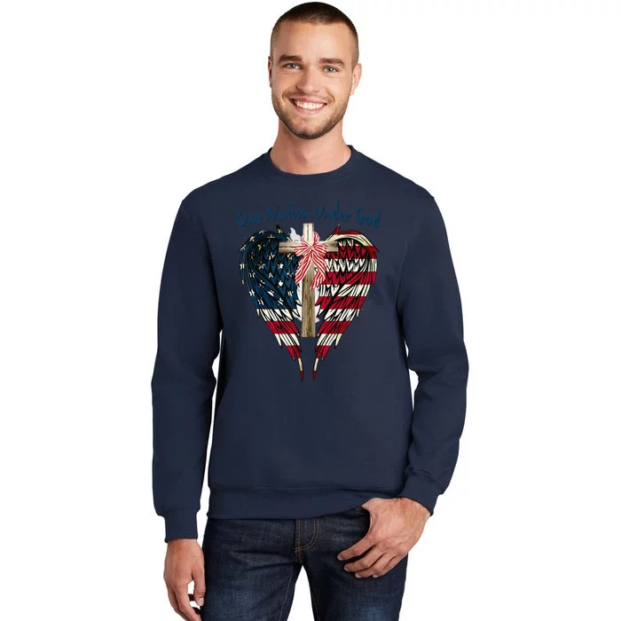 One Nation Under God Flag 4th Of July Patriotic Christian Sweatshirt