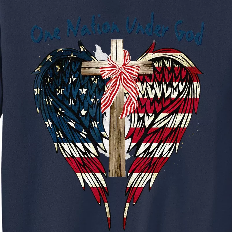 One Nation Under God Flag 4th Of July Patriotic Christian Sweatshirt