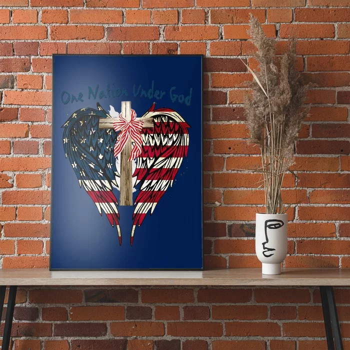 One Nation Under God Flag 4th Of July Patriotic Christian Poster