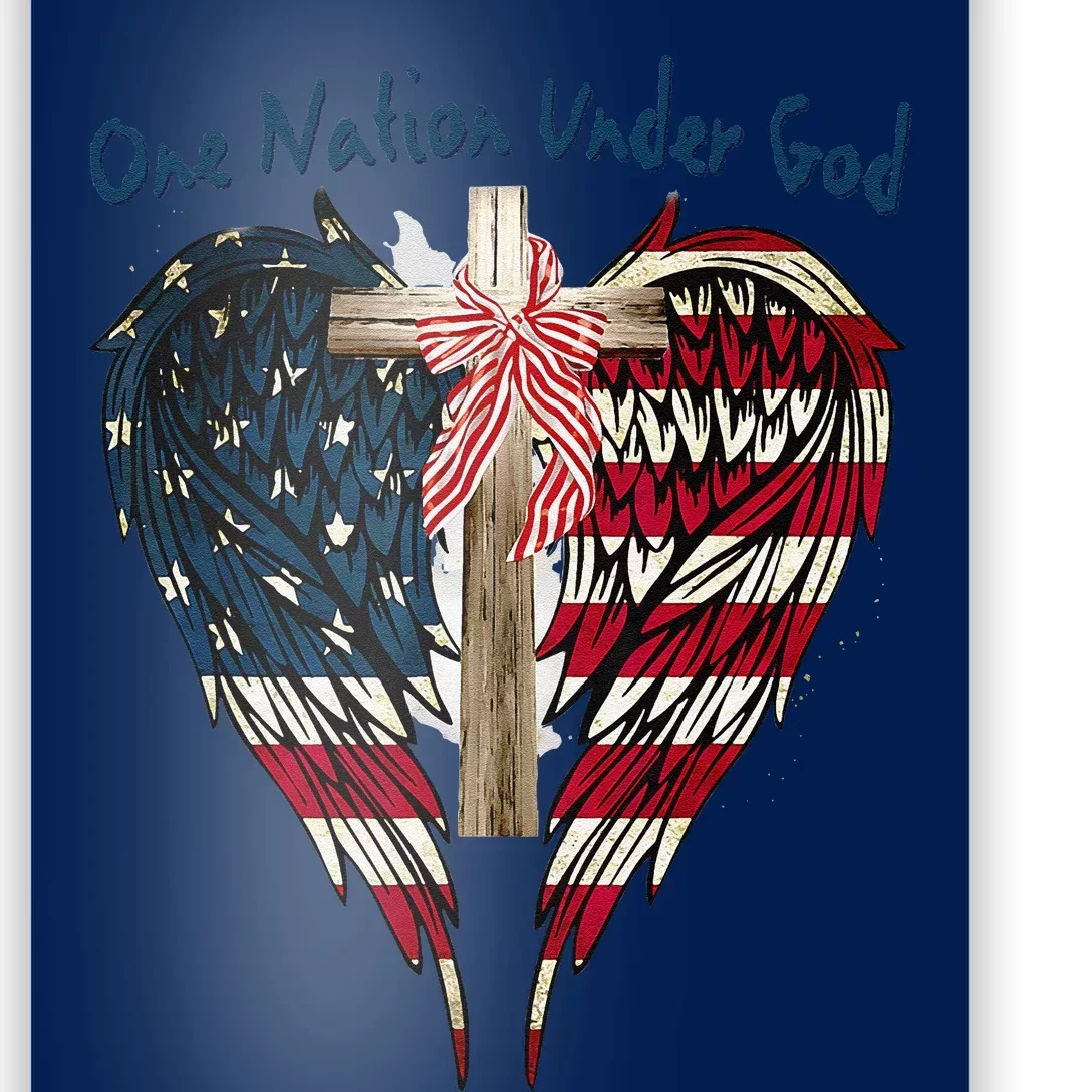 One Nation Under God Flag 4th Of July Patriotic Christian Poster