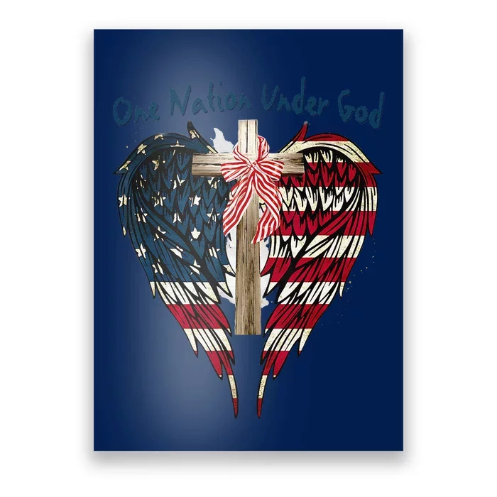 One Nation Under God Flag 4th Of July Patriotic Christian Poster