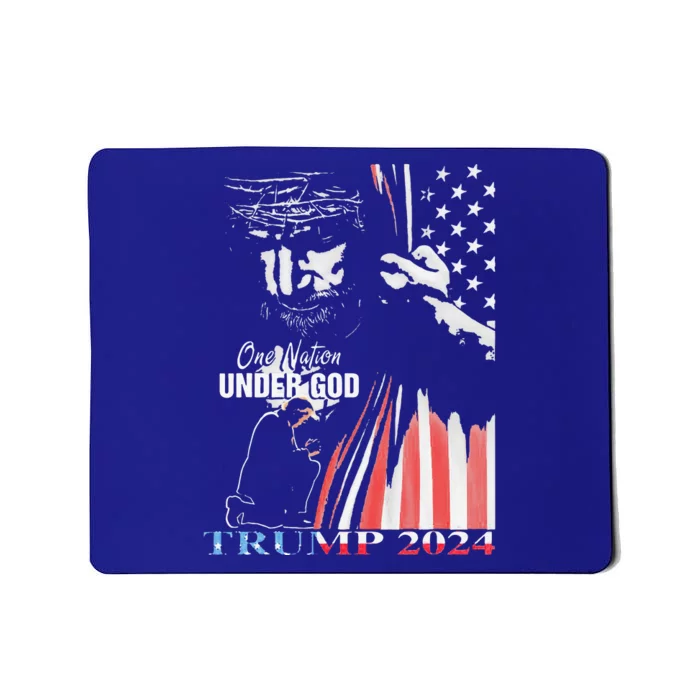 One Nation Under God Trump 2024 God American Flag Mousepad