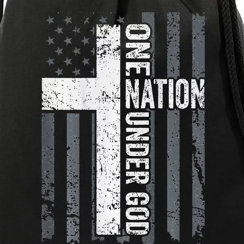 ONE NATION UNDER GOD Christian Worship Cross Flag Drawstring Bag