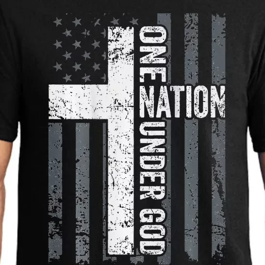 ONE NATION UNDER GOD Christian Worship Cross Flag Pajama Set