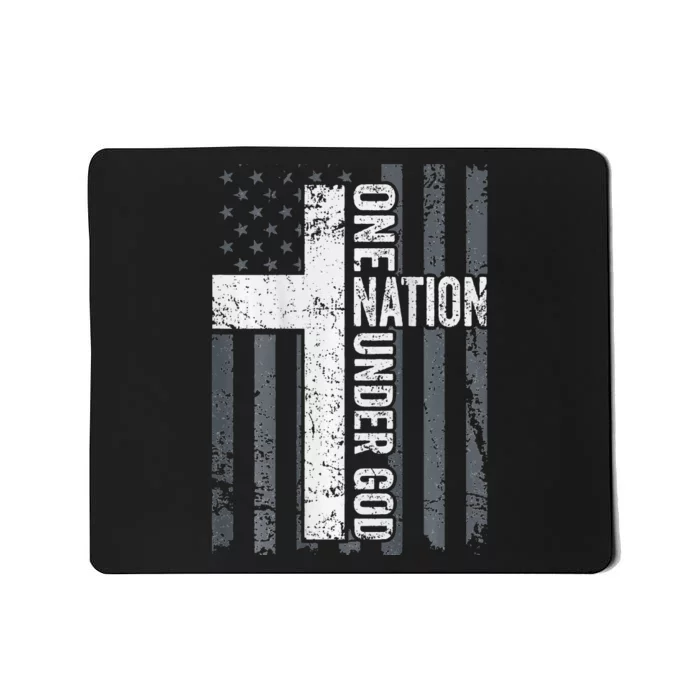 ONE NATION UNDER GOD Christian Worship Cross Flag Mousepad