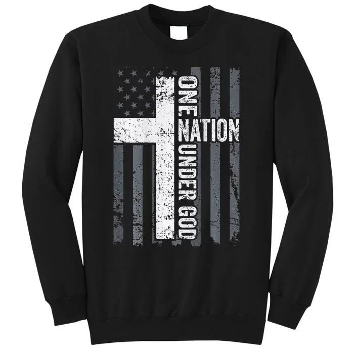 ONE NATION UNDER GOD Christian Worship Cross Flag Tall Sweatshirt