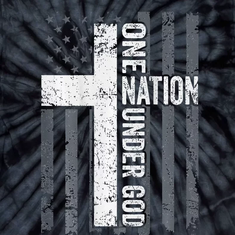 ONE NATION UNDER GOD Christian Worship Cross Flag Tie-Dye T-Shirt