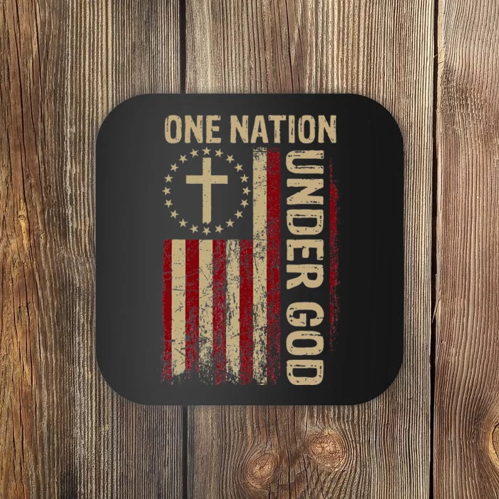 One Nation Under God Flag 4th Of July Patriotic Coaster