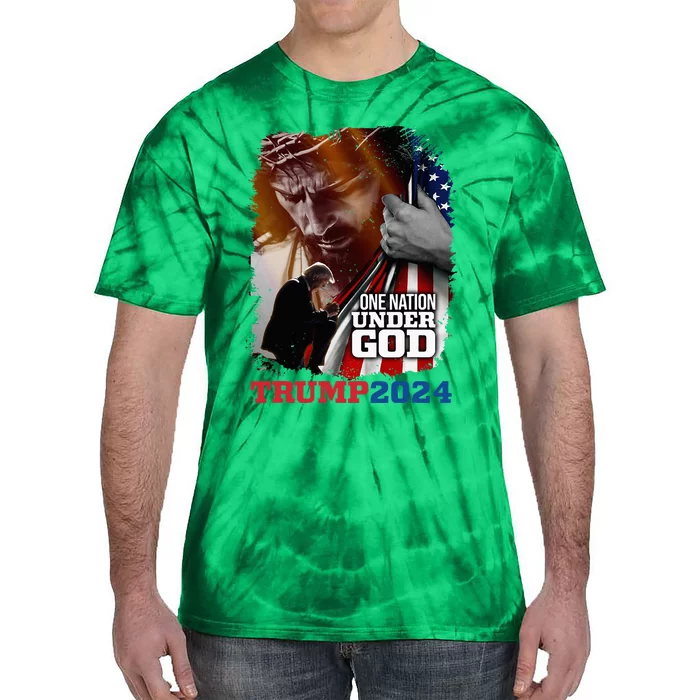 One Nation Under God President Trump 2024 America Christian Tie-Dye T-Shirt