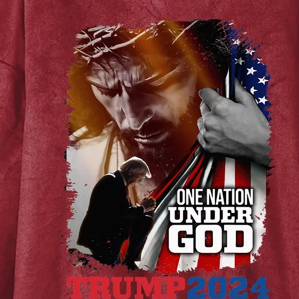 One Nation Under God President Trump 2024 America Christian Hooded Wearable Blanket