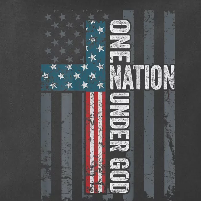 ONE NATION UNDER GOD USA Cross Flag Christian ON BACK Zip Tote Bag