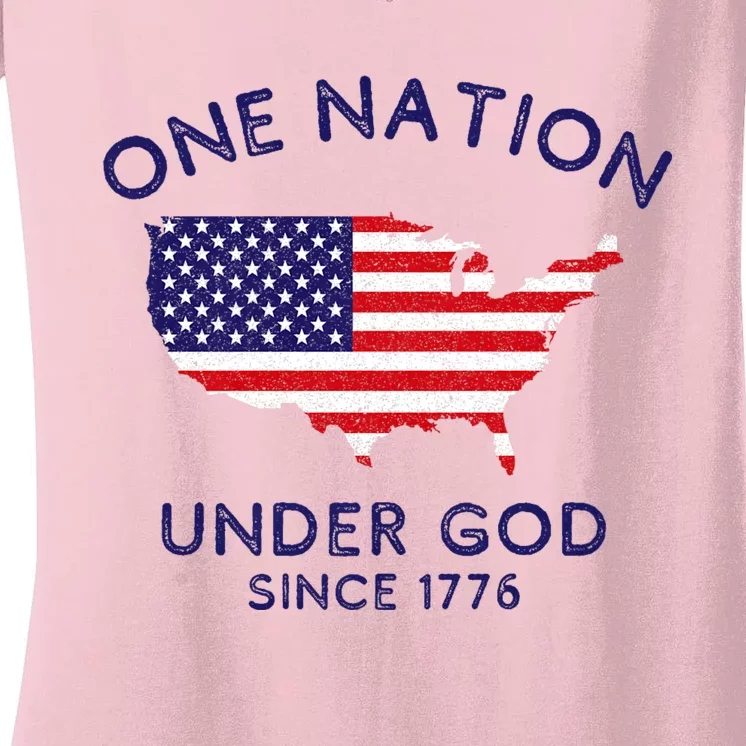 One Nation Under God Since 1776 Patriotic American July 4th Women's V-Neck T-Shirt