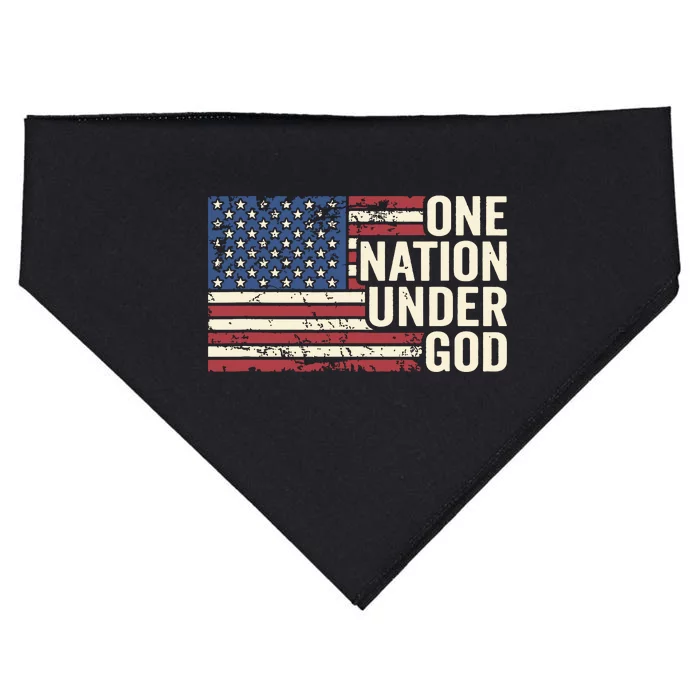 One Nation Under God Christian Usa Vintage American Flag USA-Made Doggie Bandana