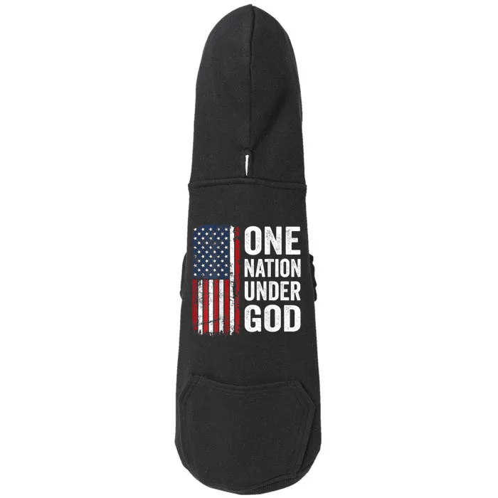 One Nation Under God Patriotic Christian Usa Flag Doggie 3-End Fleece Hoodie