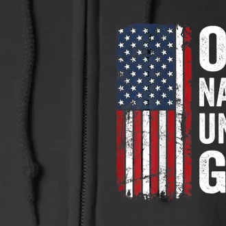 One Nation Under God Patriotic Christian Usa Flag Full Zip Hoodie