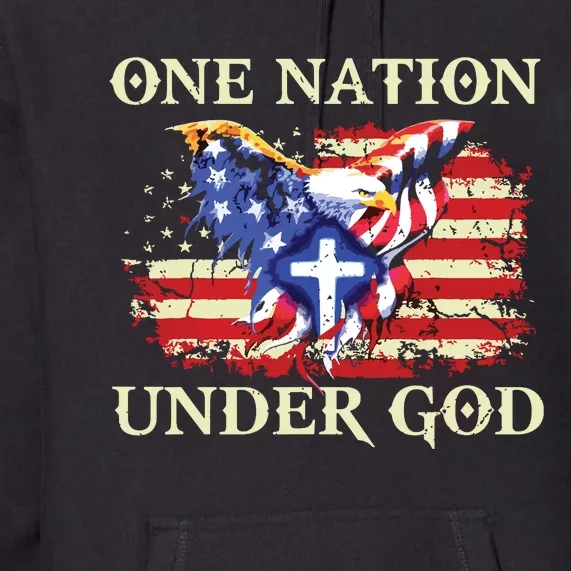 One Nation Under God Patriotic Usa Christian Premium Hoodie