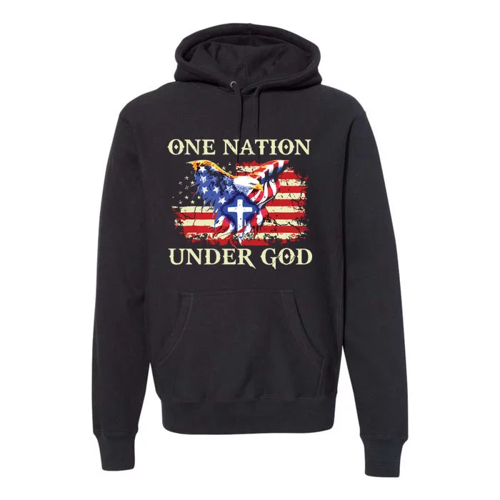 One Nation Under God Patriotic Usa Christian Premium Hoodie