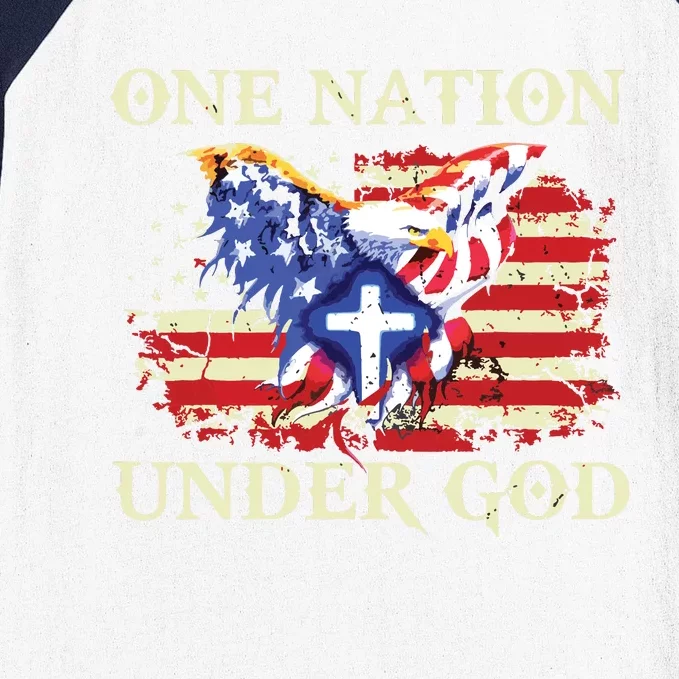 One Nation Under God Patriotic Usa Christian Baseball Sleeve Shirt