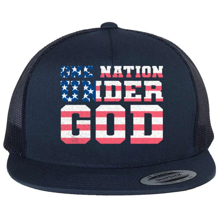 One Nation Under God Christian Bible Psalm American Patriot Funny Gift Flat Bill Trucker Hat