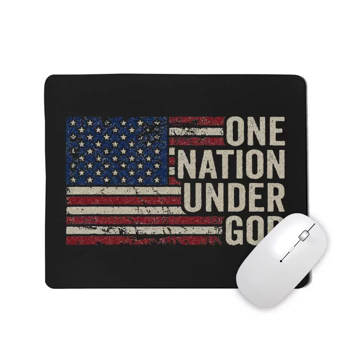 ONE NATION UNDER GOD Christian USA Vintage American Flag Mousepad