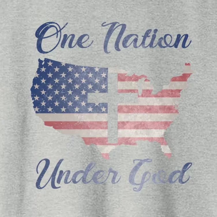 One Nation Under God Christian Cross American Flag Usa Map Gift Women's Crop Top Tee