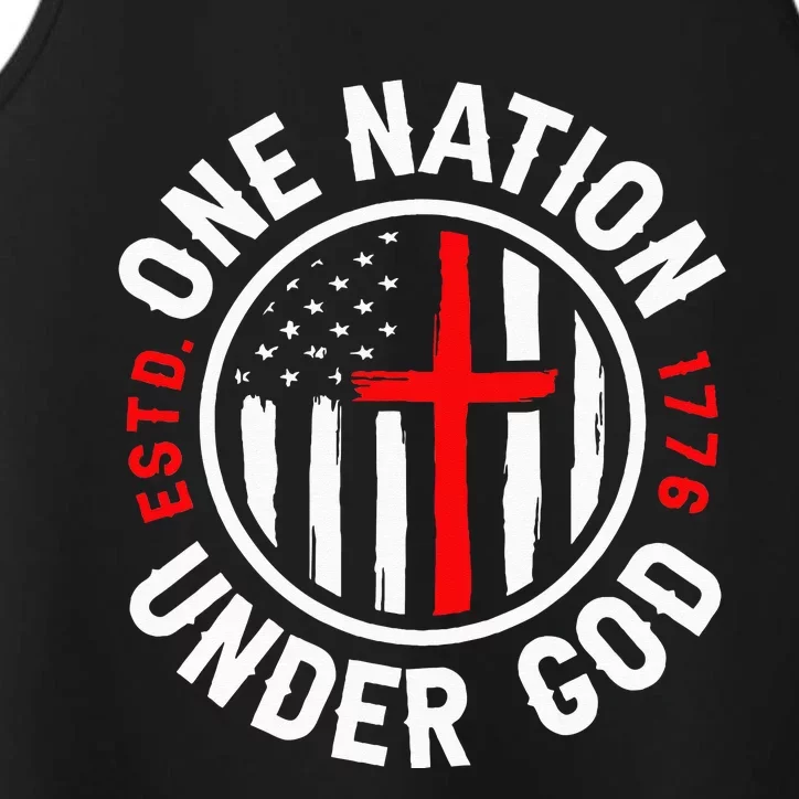 One Nation Under God American Flag Patriotic 4th Of July Performance Tank