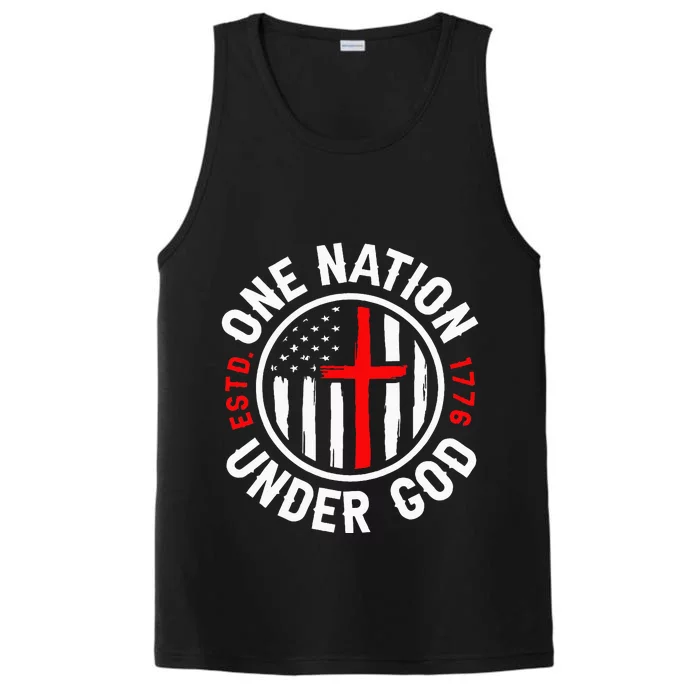 One Nation Under God American Flag Patriotic 4th Of July Performance Tank