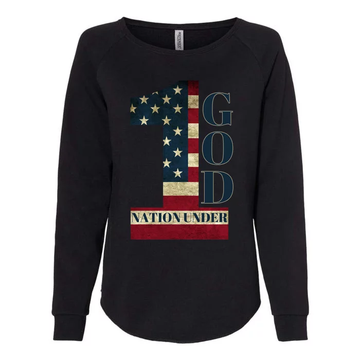 One Nation Under God Patriotic Gift Womens California Wash Sweatshirt