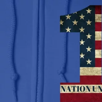 One Nation Under God Patriotic Gift Full Zip Hoodie