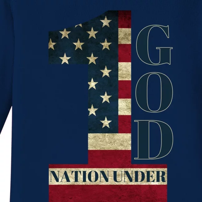 One Nation Under God Patriotic Gift Baby Long Sleeve Bodysuit