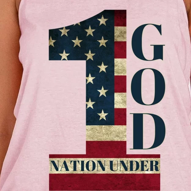 One Nation Under God Patriotic Gift Women's Knotted Racerback Tank