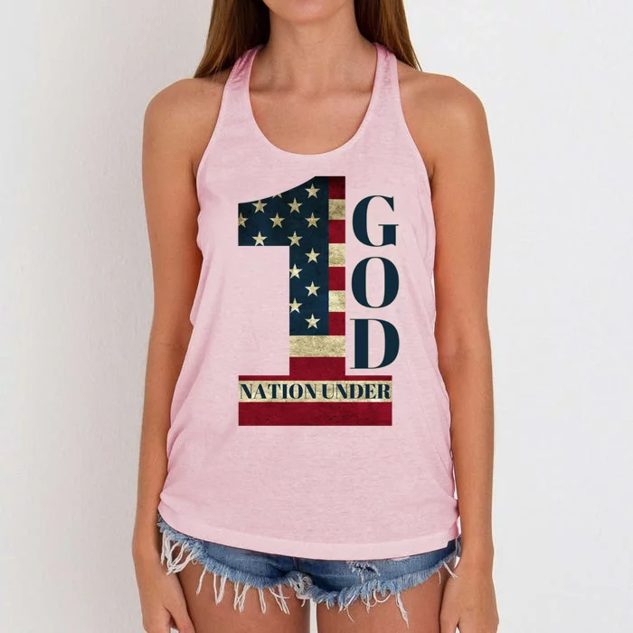 One Nation Under God Patriotic Gift Women's Knotted Racerback Tank