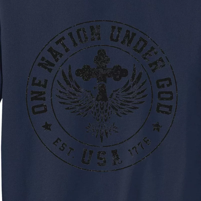 One Nation Under God USA Christian Cross Bald Eagle Tall Sweatshirt