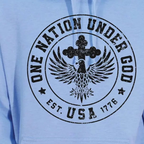 One Nation Under God USA Christian Cross Bald Eagle Unisex Surf Hoodie