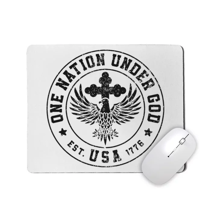 One Nation Under God USA Christian Cross Bald Eagle Mousepad