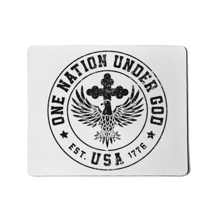 One Nation Under God USA Christian Cross Bald Eagle Mousepad