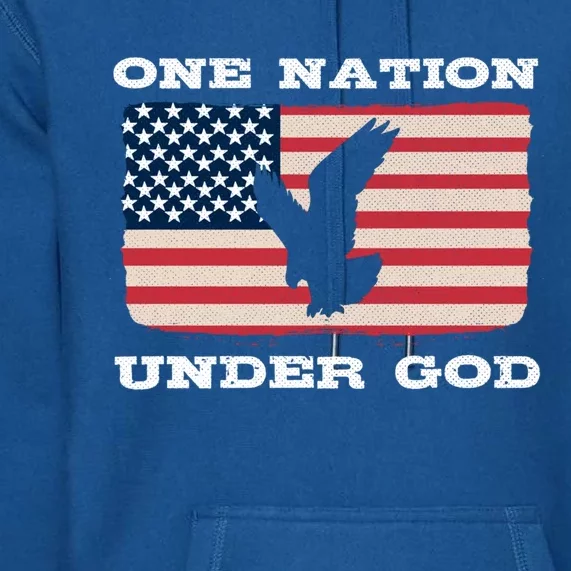 One Nation Under God Proud American Christian Flag Patriot Gift Premium Hoodie