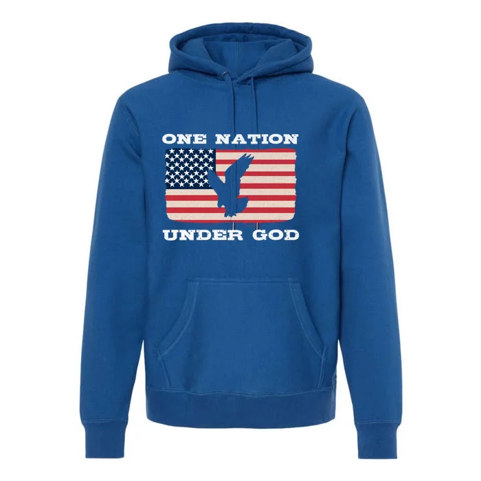 One Nation Under God Proud American Christian Flag Patriot Gift Premium Hoodie