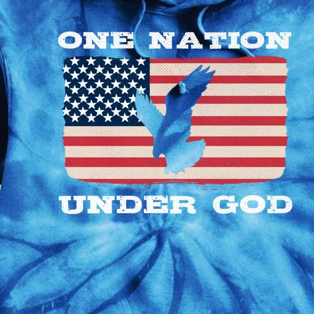 One Nation Under God Proud American Christian Flag Patriot Gift Tie Dye Hoodie