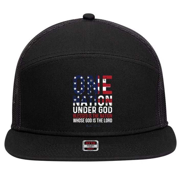 One Nation Under God Blessed Is The Nation Whose God 7 Panel Mesh Trucker Snapback Hat